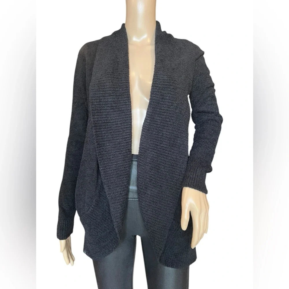 Barefoot Dreams Womens Cardigan CozyChic Lite Circle Black Size XS/S - Picture 5 of 14